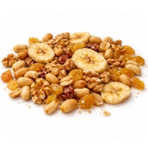 Mix Banana ( Maní, nueces, banana chips,  pasas rubias) 250 grs