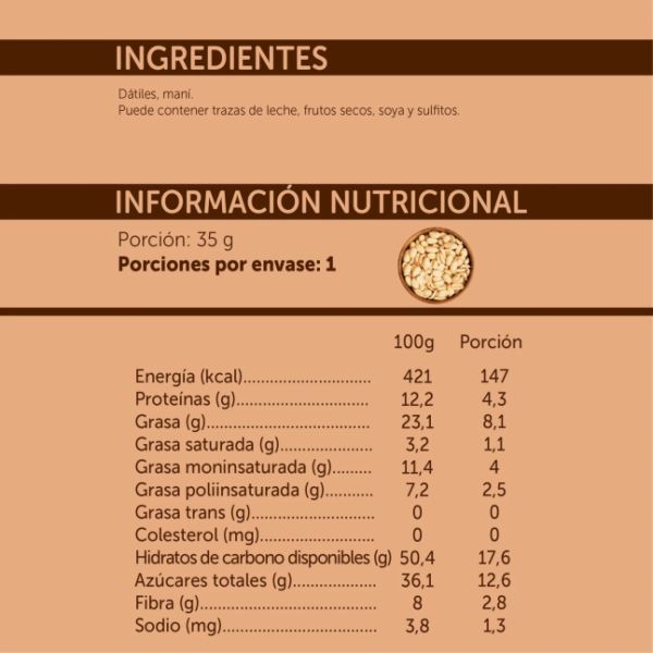 Imagen del producto Barras Sabor Dátiles y Maní Pack 4 4
