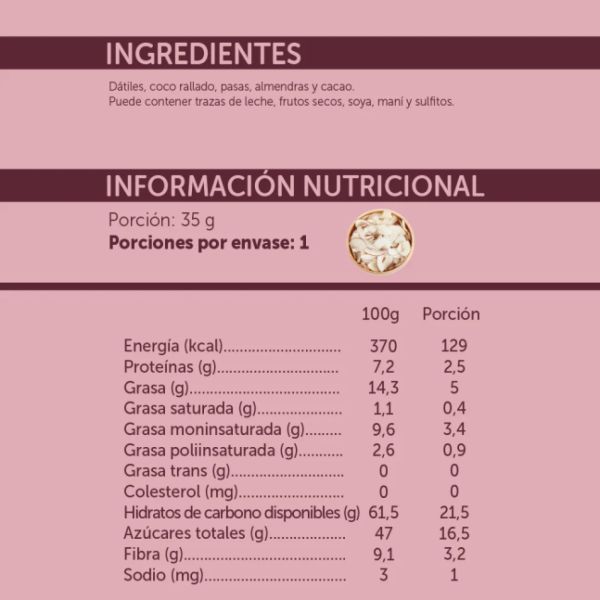 Imagen del producto Pack 4 Barras Sabor Cacao - Coco 4