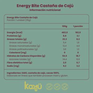 Imagen del producto Energy Bite Sabor Castañas de Cajú 2