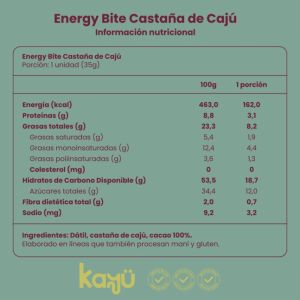Imagen del producto Energy Bite Sabor Castañas de Cajú 3