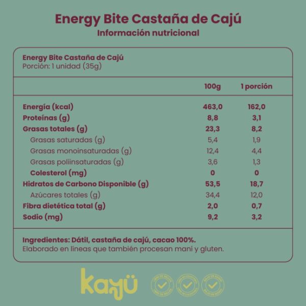 Imagen del producto Energy Bite Sabor Castañas de Cajú 3